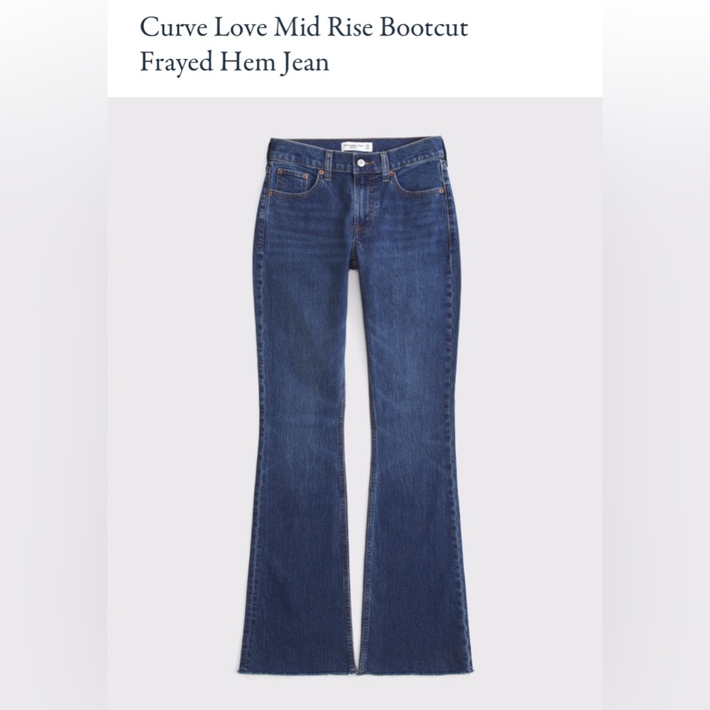 Abercrombie and Fitch Mid Rise Bootcut Frayed Hem Jean (Curve Love - 30 Short)